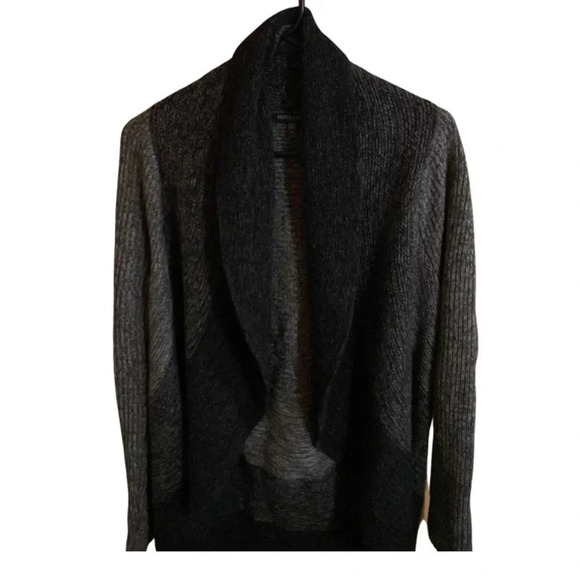 Eileen Fisher Gray Striped Wool Silk Blend Open Cardigan Size SP - Picture 2 of 6